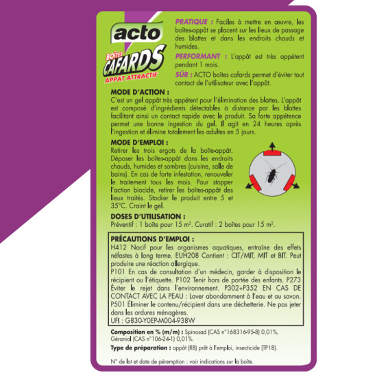 Boîtes-appât cafards 2 boîtes-appât de Acto dans 🕷🪰Produits anti Insectes volants et rampants