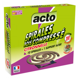 Spirales bois compressé citronnelle x10 +support de Acto dans 🦟 Produits Moustiques