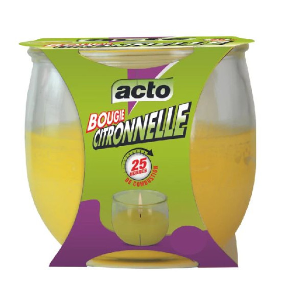 Bougie citronnelle 1 bougie - pot en verre - 25h de Acto dans 🦟 Produits Moustiques