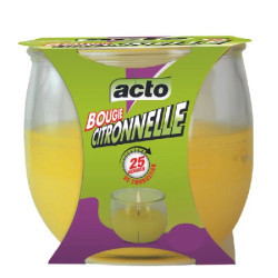 Bougie citronnelle 1 bougie - pot en verre - 25h de Acto dans 🦟 Produits Moustiques