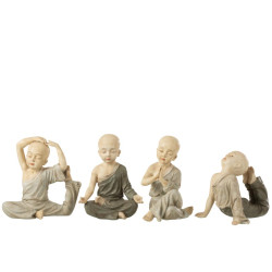 Statue moine yoga gris l 17x11x22cm de J-Line by Jolipa - Déco intérieur dans Sculpture et sujet