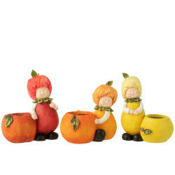 Figurine enfant citron/orange/pomme l 24x17x30 de J-Line by Jolipa - Déco intérieur dans Sculpture et sujet