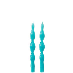 Boite de 2 bougies torsade azur 7.5x3x26cm de J-Line by Jolipa - Déco intérieur dans 🕯️ Bougies et encens
