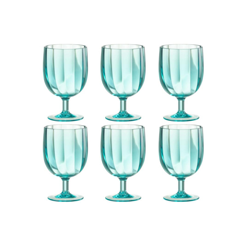 Verre a vin en plastique bleu 25.3x16.8x14.5cm de J-Line by Jolipa - Déco intérieur dans Verre