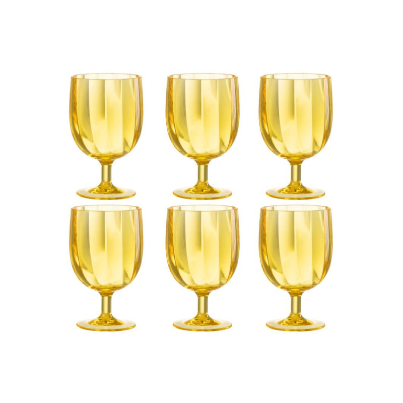 Verre a vin en plastique jaune 25.3x16.8x14.5cm de J-Line by Jolipa - Déco intérieur dans Verre