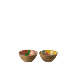 Bol bois de manguier jaune/rose s (17x17x8cm) de J-Line by Jolipa - Déco intérieur dans Bol