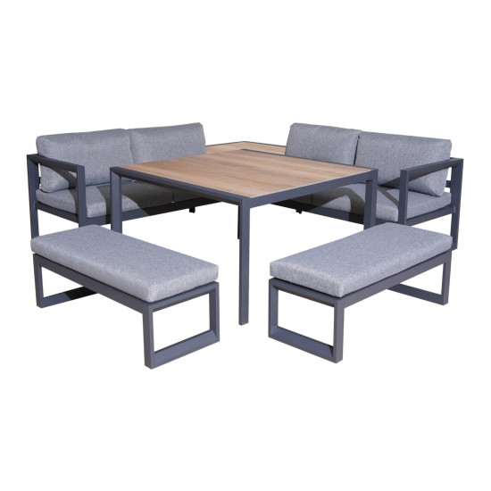 Salon D'Angle Royan Graphite/Grey de Proloisirs - Océo - table et fauteuil et mobilier de jardin dans 🛋️ Salon de jardin