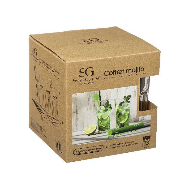 Coffret mojito 13p de J-Line by Jolipa - Déco intérieur dans Portes bouteilles - Couverts - Vaisselles