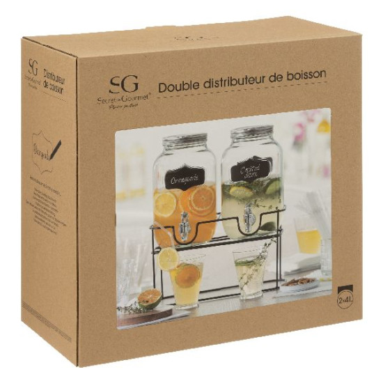 Distributeur boisson+support x2 4l de J-Line by Jolipa - Déco intérieur dans Portes bouteilles - Couverts - Vaisselles