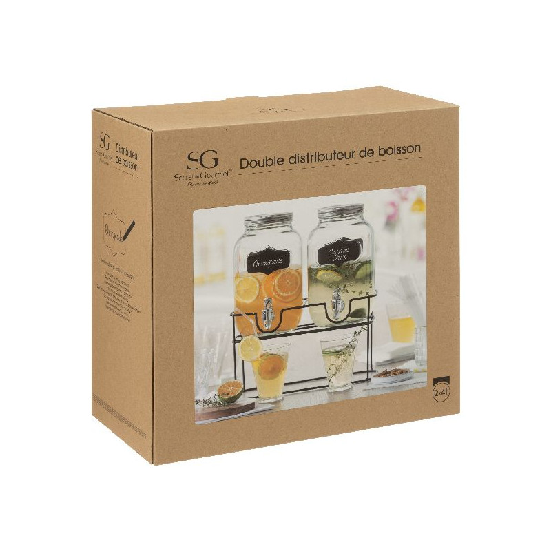 Distributeur boisson+support x2 4l de J-Line by Jolipa - Déco intérieur dans Portes bouteilles - Couverts - Vaisselles
