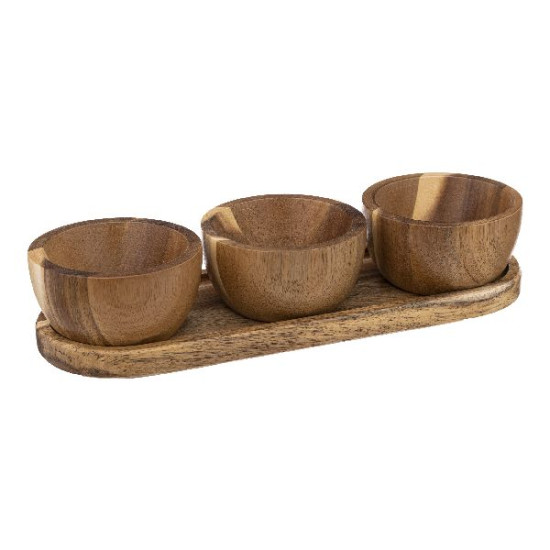Set aperitif acacia 4 pieces de J-Line by Jolipa - Déco intérieur dans Portes bouteilles - Couverts - Vaisselles
