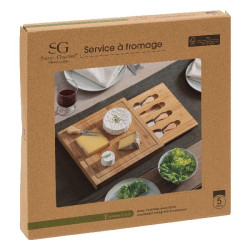 Set fromage bambou 5p 30x30 de J-Line by Jolipa - Déco intérieur dans Portes bouteilles - Couverts - Vaisselles