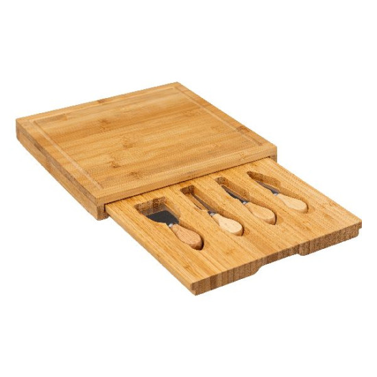 Set fromage bambou 5p 30x30 de J-Line by Jolipa - Déco intérieur dans Portes bouteilles - Couverts - Vaisselles