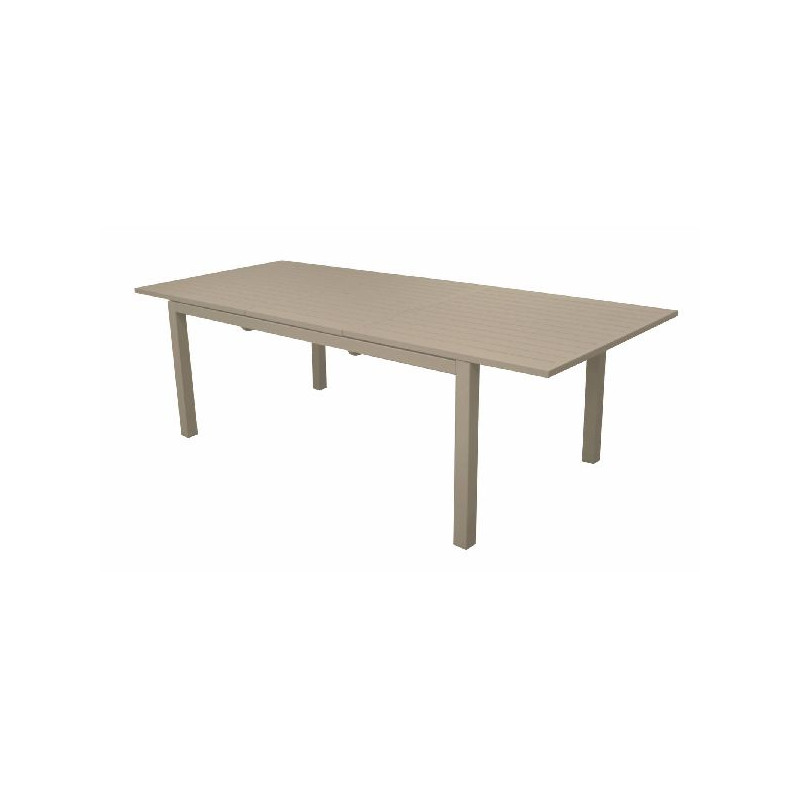 Table genes 160/240x100 alu/lattes creme de Proloisirs - Océo - table et fauteuil et mobilier de jardin dans Table de jardin