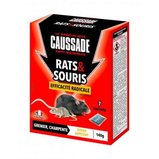 Rats & souris - cereales 12x140g de Caussade - anti rats et souris dans 🐁 Raticide / souricide