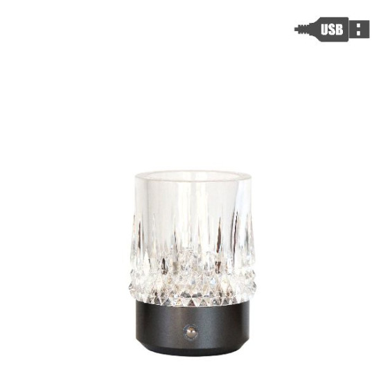 Lampe de table crystal base grise d7.5 h11cm de Jardinerie Bordeaux Libourne Gironde dans Eclairages - Luminaires - Lampes
