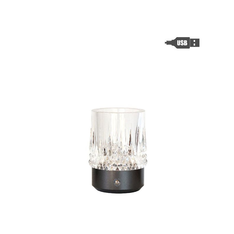Lampe de table crystal base grise d7.5 h11cm de Jardinerie Bordeaux Libourne Gironde dans Eclairages - Luminaires - Lampes
