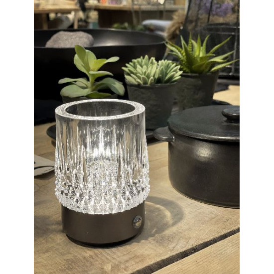 Lampe de table crystal base grise d7.5 h11cm de Jardinerie Bordeaux Libourne Gironde dans Eclairages - Luminaires - Lampes