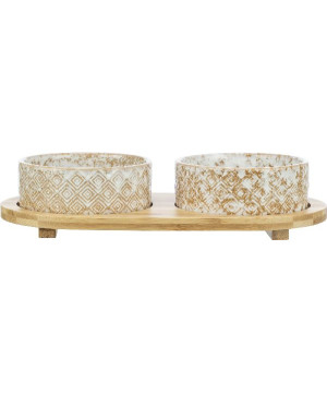 Set gamelles céram/bambou 2x12cm-plat 30x6x15cm de Trixie - Produit pour animaux dans Gamelles et distributeurs pour chiens
