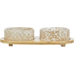 Set gamelles céram/bambou 2x12cm-plat 30x6x15cm de Trixie - Produit pour animaux dans Gamelles et distributeurs pour chiens