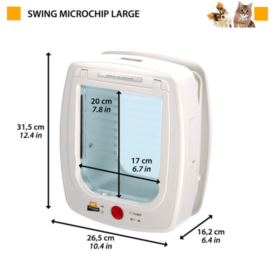 Swing microchip large blanche - chatiere electro de Ferplast - cage pour oiseaux et rongeurs dans Chatieres pour portes
