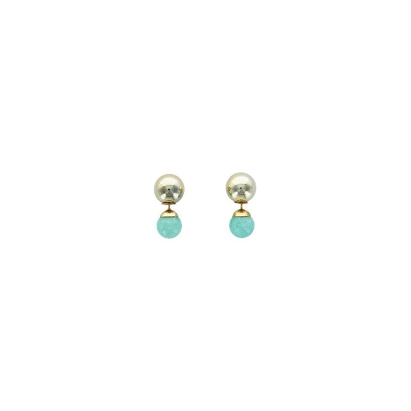 Boucles d'oreilles amazonite boules de Herboristerie et Esotérisme à Libourne dans 💎 Bijoux et accessoires ésotériques