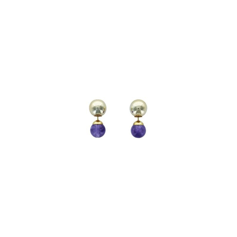 Boucles d'oreilles améthyste boules de Herboristerie et Esotérisme à Libourne dans 💎 Bijoux et accessoires ésotériques