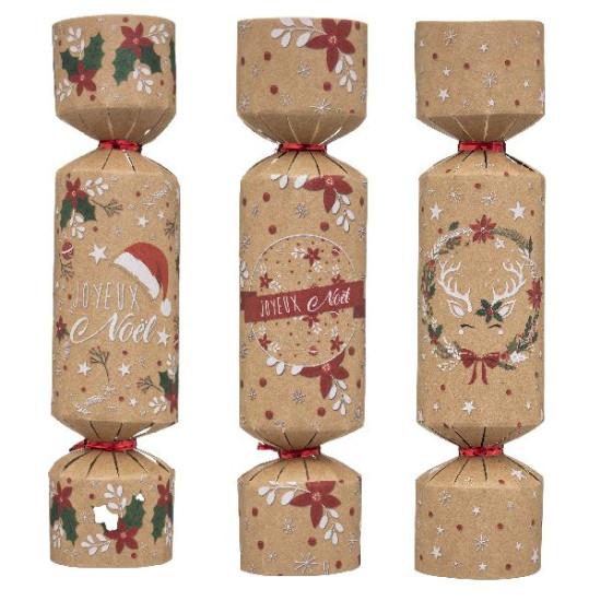 Crackers kraft imp couleur x6 decoration noel de Déco de Noël - Jardinerie Bordeaux et Libourne dans Déco de Noël Divers