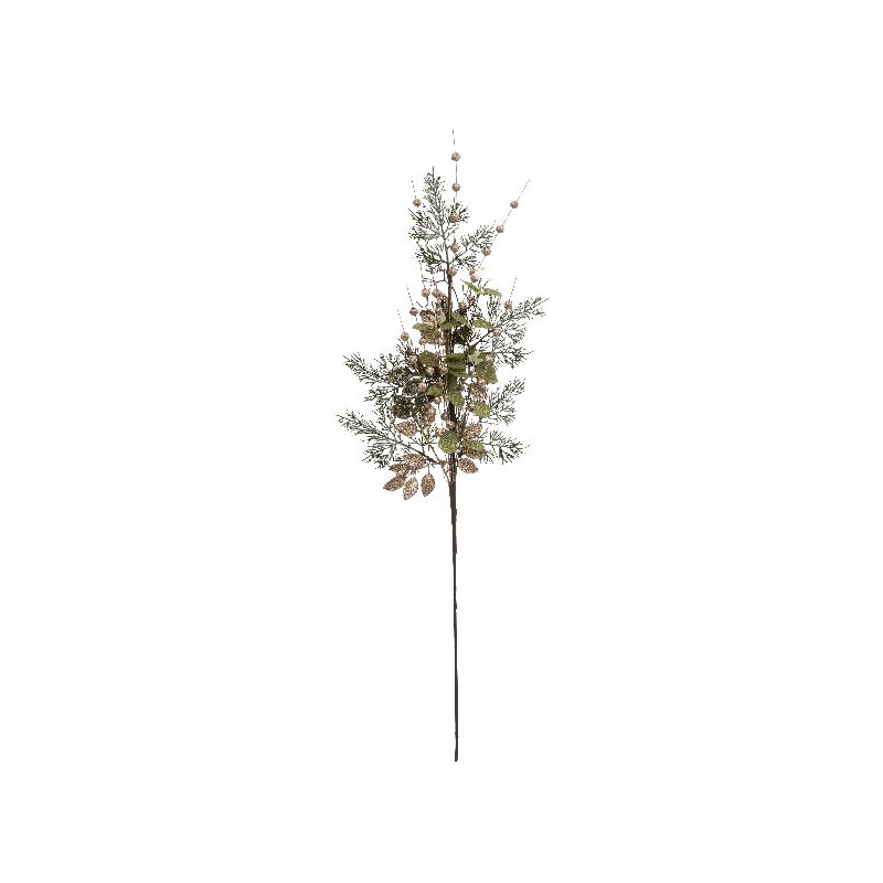 Branche feuille verte bille dore 75cm deco noel de Déco de Noël - Jardinerie Bordeaux et Libourne dans 🎄Décoration de Noël