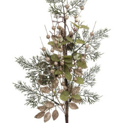 Branche feuille verte bille dore 75cm deco noel de Déco de Noël - Jardinerie Bordeaux et Libourne dans 🎄Décoration de Noël