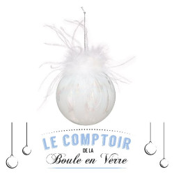 Boule en verre plume lignes d9cm deco noel de Déco de Noël - Jardinerie Bordeaux et Libourne dans Boule pour sapin de Noël