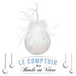 Boule en verre plume lignes d9cm deco noel de Déco de Noël - Jardinerie Bordeaux et Libourne dans Boule pour sapin de Noël
