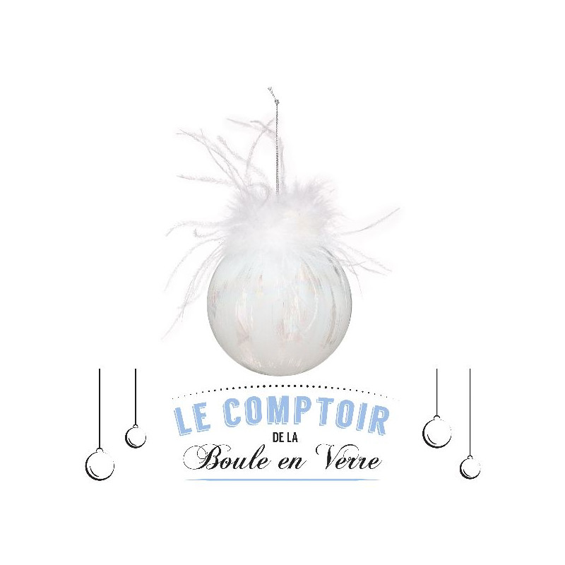 Boule en verre plume lignes d9cm deco noel de Déco de Noël - Jardinerie Bordeaux et Libourne dans Boule pour sapin de Noël