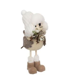 Oiseau beige avec chapka h26 decoration noel de Déco de Noël - Jardinerie Bordeaux et Libourne dans 🎅Figurine de Noël