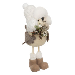 Oiseau beige avec chapka h26 decoration noel de Déco de Noël - Jardinerie Bordeaux et Libourne dans 🎅Figurine de Noël