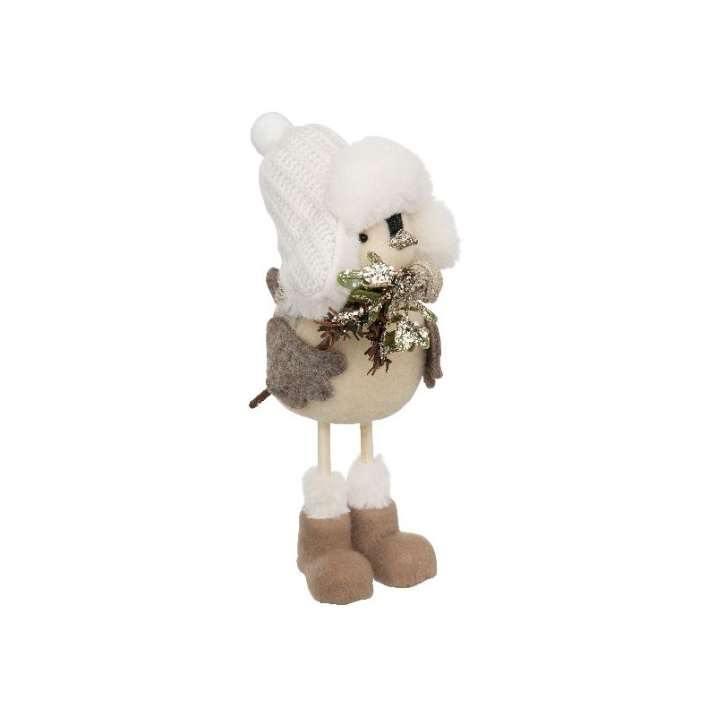 Oiseau beige avec chapka h26 decoration noel de Déco de Noël - Jardinerie Bordeaux et Libourne dans 🎅Figurine de Noël