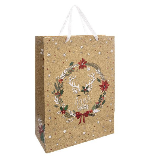 Sac cadeau fdr kraft gm decoration noel de Déco de Noël - Jardinerie Bordeaux et Libourne dans Emballages pour Noël