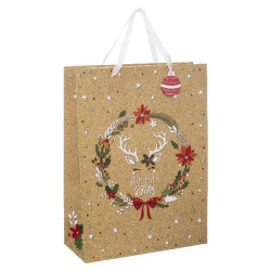 Sac cadeau fdr kraft gm decoration noel de Déco de Noël - Jardinerie Bordeaux et Libourne dans Emballages pour Noël