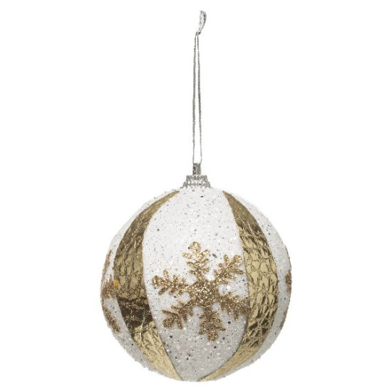 Boule blanche et or motif flocon diam8cm noel de Déco de Noël - Jardinerie Bordeaux et Libourne dans Boule pour sapin de Noël