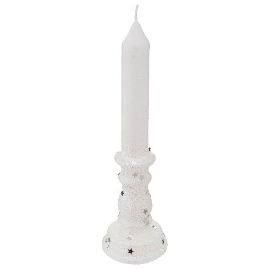 Bougie avec chandelier blanc paillete 20cm noel de Déco de Noël - Jardinerie Bordeaux et Libourne dans Bougie de Noël et acce...