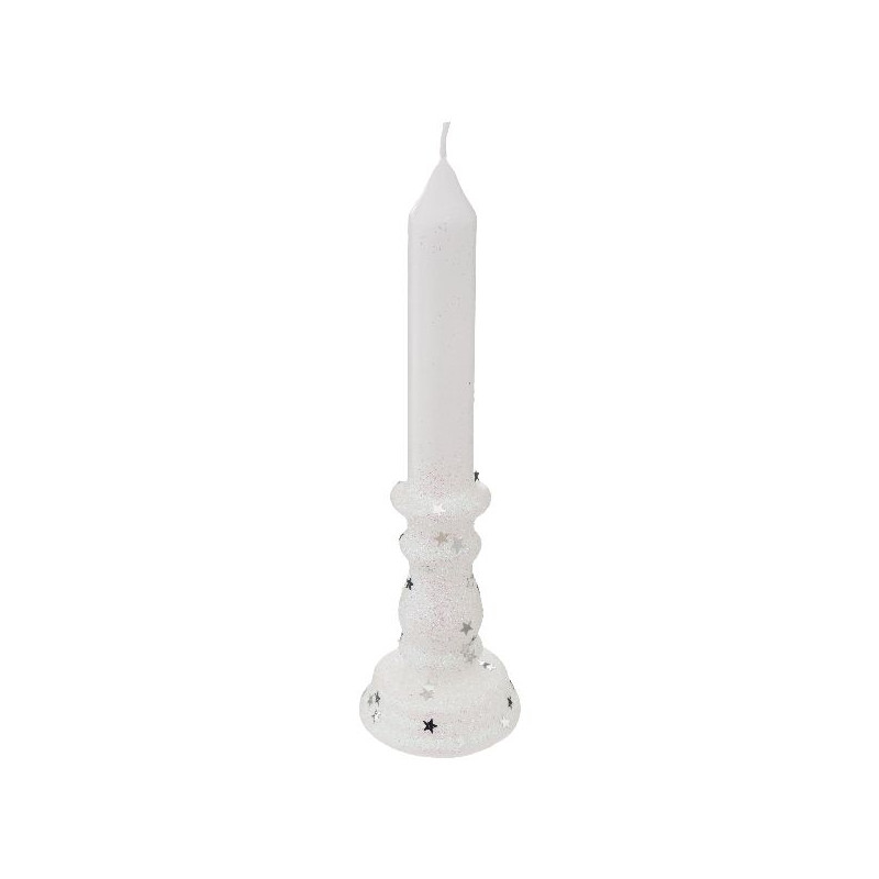 Bougie avec chandelier blanc paillete 20cm noel de Déco de Noël - Jardinerie Bordeaux et Libourne dans Bougie de Noël et acce...