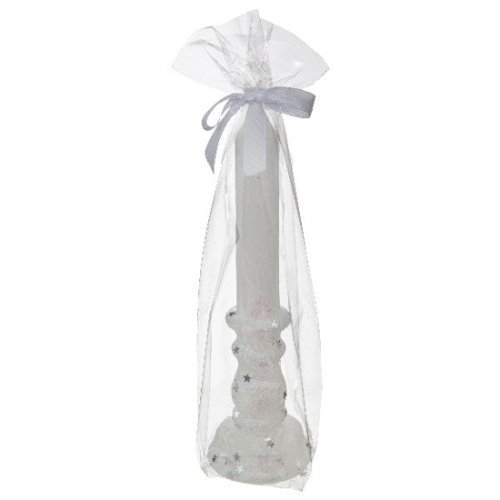 Bougie avec chandelier blanc paillete 20cm noel de Déco de Noël - Jardinerie Bordeaux et Libourne dans Bougie de Noël et acce...