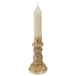 Bougie avec chandelier creme/or h20cm noel de Déco de Noël - Jardinerie Bordeaux et Libourne dans Bougie de Noël et accessoires
