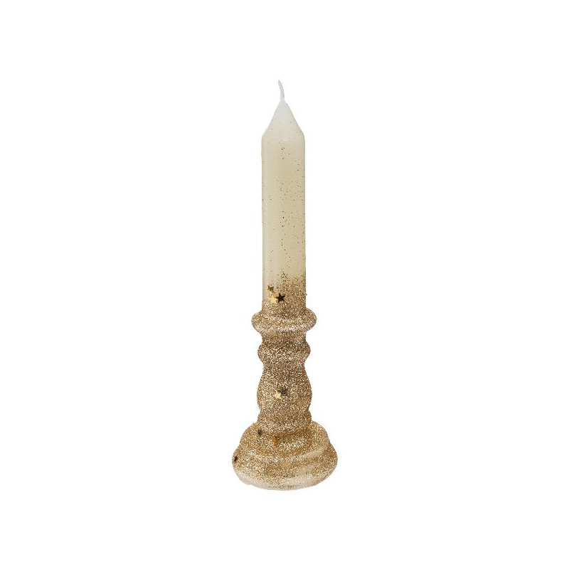 Bougie avec chandelier creme/or h20cm noel de Déco de Noël - Jardinerie Bordeaux et Libourne dans Bougie de Noël et accessoires