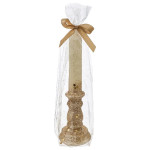 Bougie avec chandelier creme/or h20cm noel de Déco de Noël - Jardinerie Bordeaux et Libourne dans Bougie de Noël et accessoires
