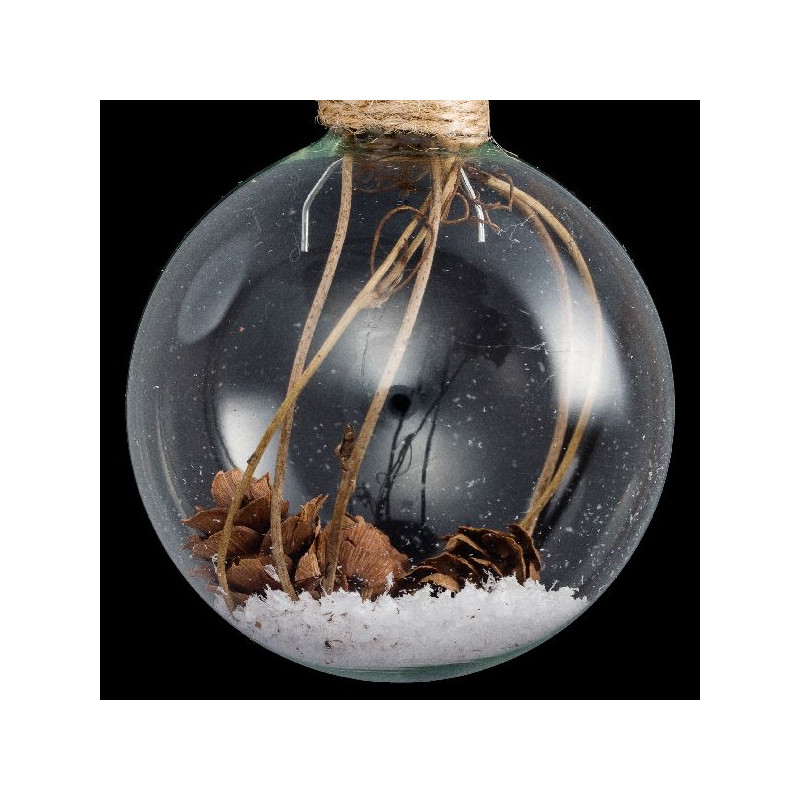 Boule en verre 6cm branche/neige deco noel de Déco de Noël - Jardinerie Bordeaux et Libourne dans Boule pour sapin de Noël