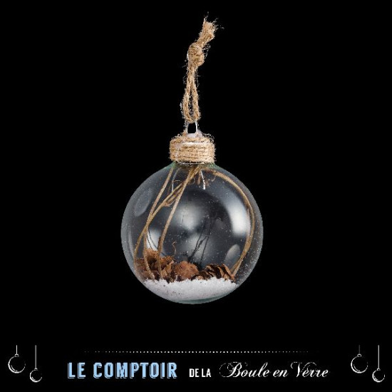 Boule en verre 6cm branche/neige deco noel de Déco de Noël - Jardinerie Bordeaux et Libourne dans Boule pour sapin de Noël