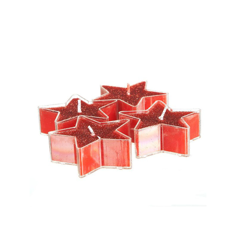 Bougie etoile paillete rouge x4 decoration noel de Déco de Noël - Jardinerie Bordeaux et Libourne dans Bougie de Noël et acce...