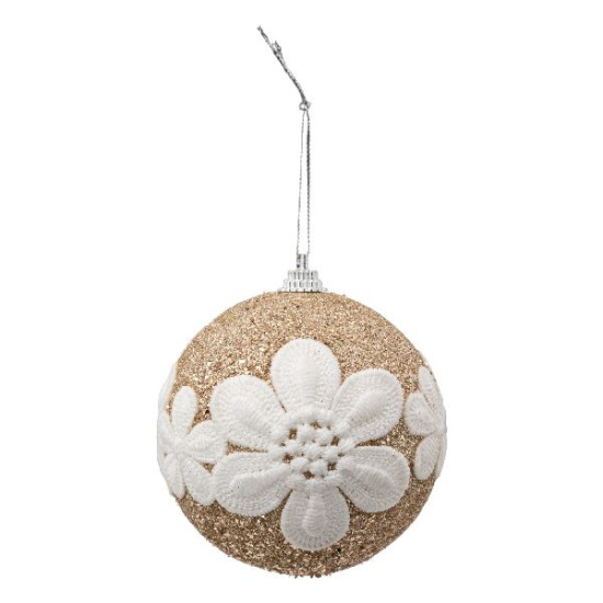 Boule or fleur dentelle d8cm decoration de noel de Déco de Noël - Jardinerie Bordeaux et Libourne dans Boule pour sapin de Noël