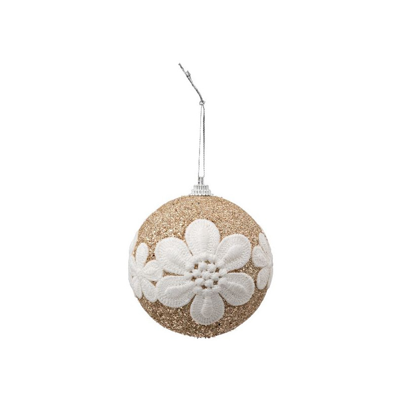 Boule or fleur dentelle d8cm decoration de noel de Déco de Noël - Jardinerie Bordeaux et Libourne dans Boule pour sapin de Noël